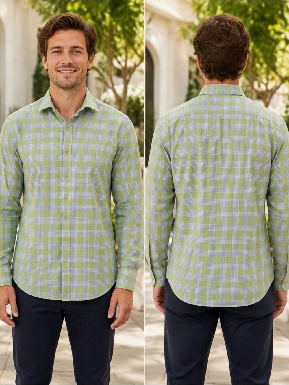 Stenströms Slimline Green Plaid Shirt XL 17/43